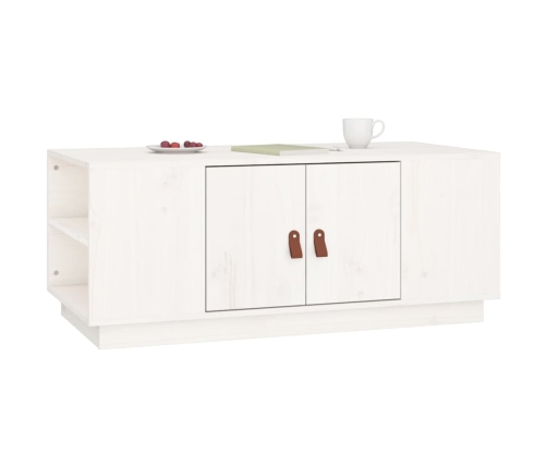vidaXL kafijas galdiņš, balts, 100x50x41 cm, priedes masīvkoks