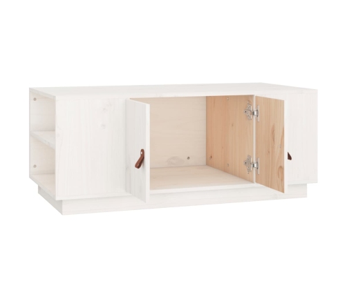 vidaXL kafijas galdiņš, balts, 100x50x41 cm, priedes masīvkoks