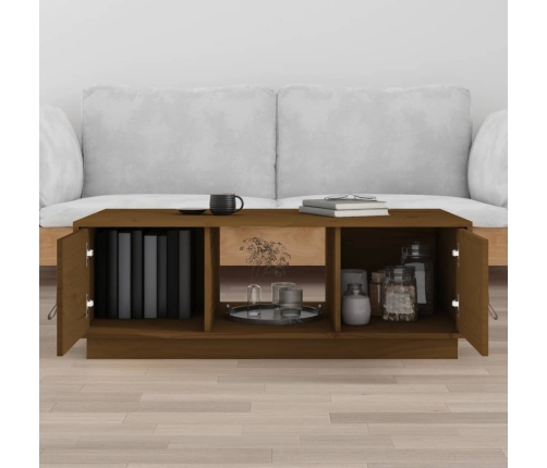 vidaXL kafijas galdiņš, medus brūns, 100x50x35 cm, priedes masīvkoks