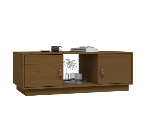 vidaXL kafijas galdiņš, medus brūns, 100x50x35 cm, priedes masīvkoks