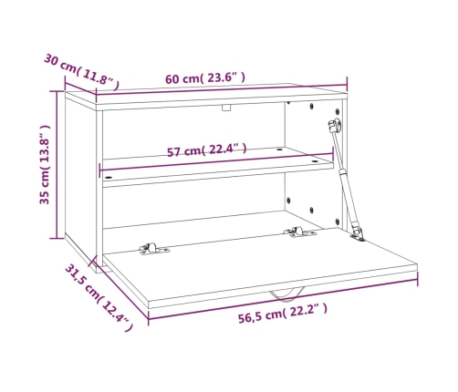 vidaXL sienas skapītis, medus brūns, 60x30x35 cm, priedes masīvkoks