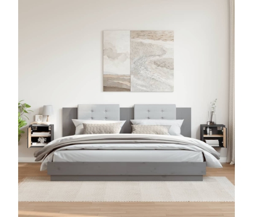 vidaXL sienas skapīši, 2 gb., pelēki, 31,5x30x30 cm, priedes masīvkoks