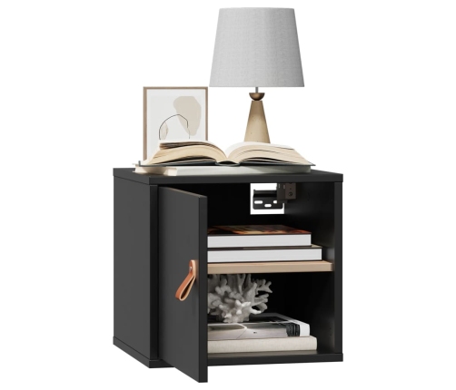 vidaXL sienas skapīši, 2 gab., melni, 31,5x30x30 cm, priedes masīvkoks