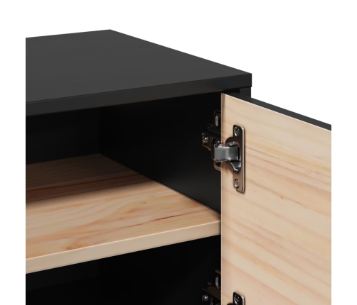 vidaXL sienas skapīši, 2 gab., melni, 31,5x30x30 cm, priedes masīvkoks