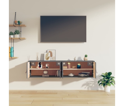 vidaXL sienas skapīši, 2 gab., pelēki, 60x30x30 cm, priedes masīvkoks