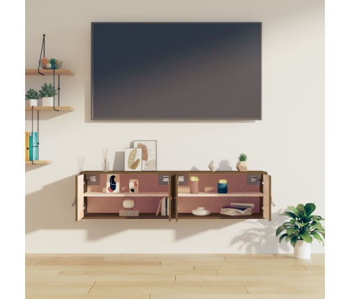 vidaXL sienas skapīši, 2 gab., brūni, 60x30x30 cm, priedes masīvkoks