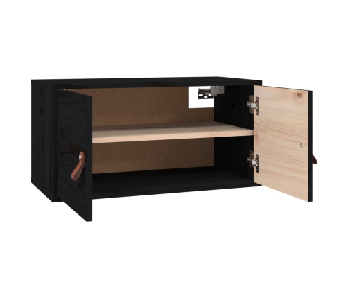 vidaXL sienas skapīši, 2 gab., melni, 60x30x30 cm, priedes masīvkoks