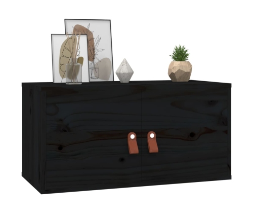 vidaXL sienas skapīši, 2 gab., melni, 60x30x30 cm, priedes masīvkoks