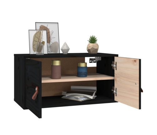 vidaXL sienas skapīši, 2 gab., melni, 60x30x30 cm, priedes masīvkoks