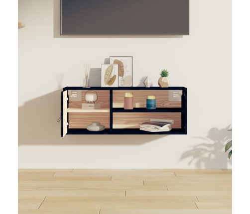 vidaXL sienas skapītis, melns, 80x30x30 cm, priedes masīvkoks