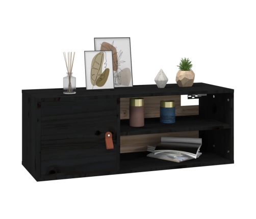 vidaXL sienas skapītis, melns, 80x30x30 cm, priedes masīvkoks