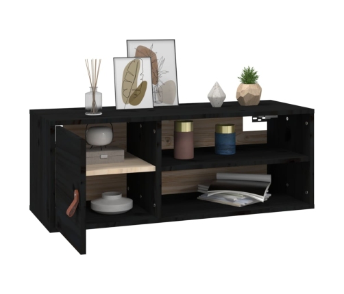 vidaXL sienas skapītis, melns, 80x30x30 cm, priedes masīvkoks