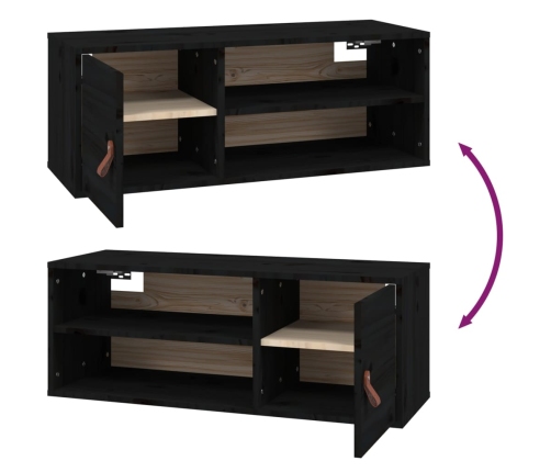 vidaXL sienas skapītis, melns, 80x30x30 cm, priedes masīvkoks