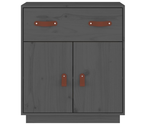 vidaXL kumode, pelēka, 65,5x40x75 cm, priedes masīvkoks