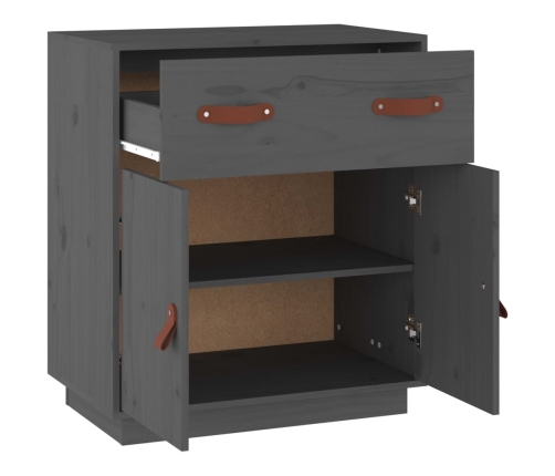 vidaXL kumode, pelēka, 65,5x40x75 cm, priedes masīvkoks