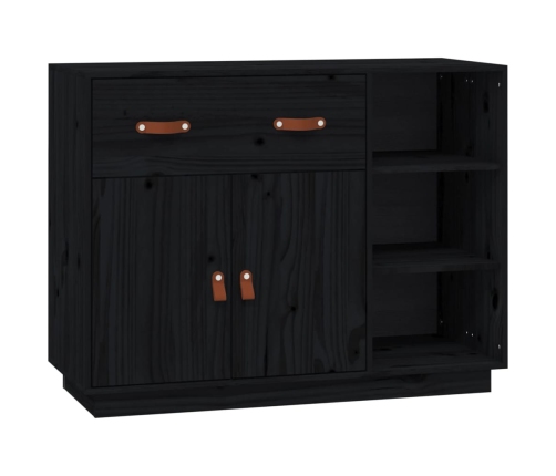 vidaXL kumode, melna, 98,5x40x75 cm, priedes masīvkoks