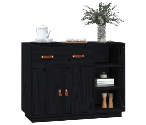 vidaXL kumode, melna, 98,5x40x75 cm, priedes masīvkoks