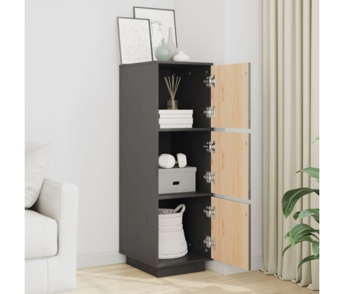 vidaXL augstais skapītis, pelēks, 34x40x108,5 cm, priedes masīvkoks