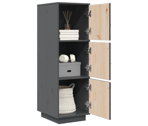 vidaXL augstais skapītis, pelēks, 34x40x108,5 cm, priedes masīvkoks