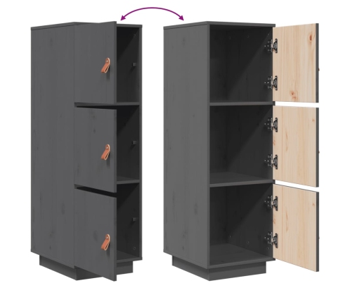 vidaXL augstais skapītis, pelēks, 34x40x108,5 cm, priedes masīvkoks