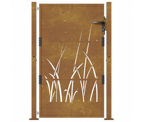vidaXL dārza vārti, 105x130 cm, tērauds ar rūsas efektu, zāles dizains