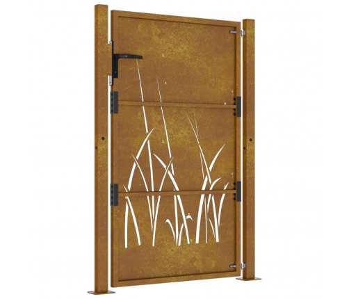 vidaXL dārza vārti, 105x130 cm, tērauds ar rūsas efektu, zāles dizains