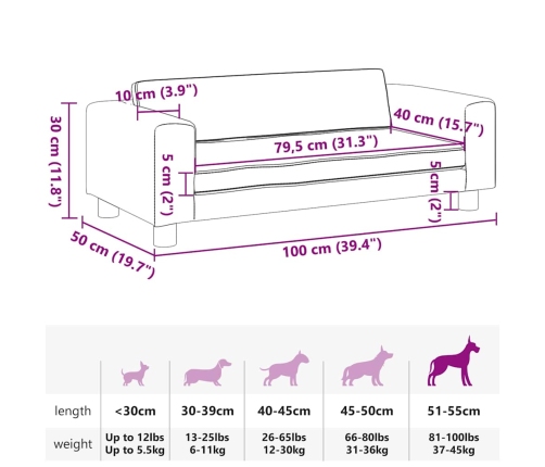 Suņa Gulta Ar Pagarinājumu, Brūna, 100X50X30 Cm, Mākslīgā Āda Vidaxl