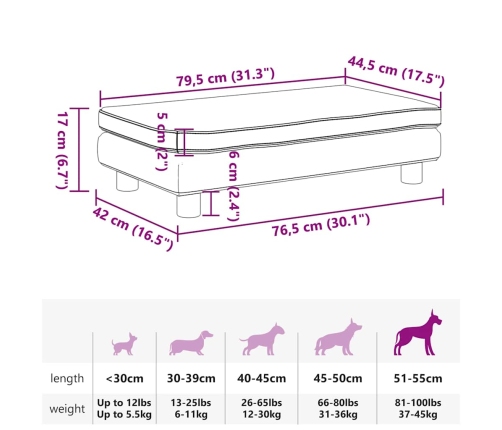 Suņa Gulta Ar Pagarinājumu, Brūna, 100X50X30 Cm, Mākslīgā Āda Vidaxl
