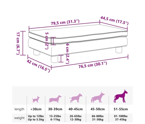 Suņa Gulta Ar Pagarinājumu, Kapučīno, 100X50X30Cm, Mākslīgā Āda Vidaxl