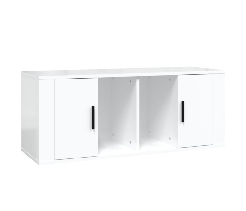 vidaXL TV skapītis, spīdīgi balts, 100x35x40 cm, inženierijas koks