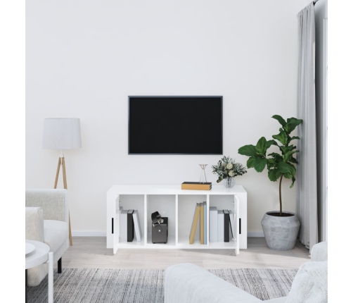 vidaXL TV skapītis, spīdīgi balts, 100x35x40 cm, inženierijas koks