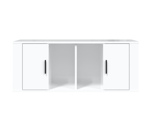 vidaXL TV skapītis, spīdīgi balts, 100x35x40 cm, inženierijas koks