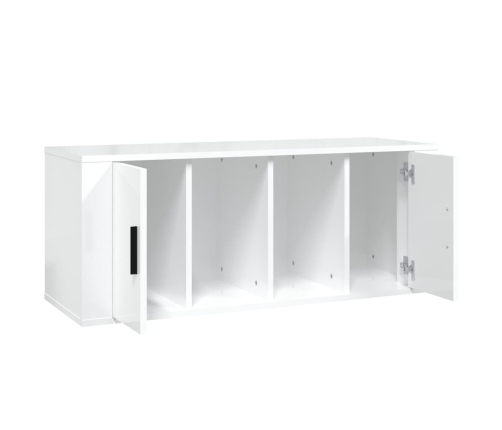 vidaXL TV skapītis, spīdīgi balts, 100x35x40 cm, inženierijas koks