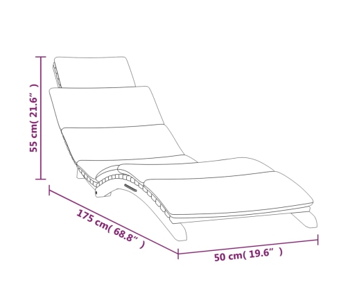 vidaXL sauļošanās zviļņi ar matračiem, 2 gab., masīvs tīkkoks