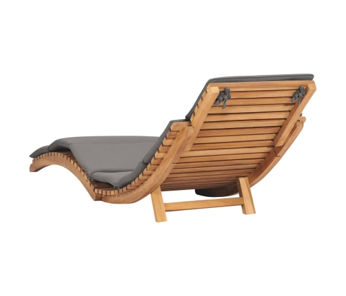 vidaXL sauļošanās zviļņi ar matračiem, 2 gab., masīvs tīkkoks