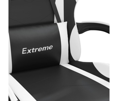 vidaXL datorspēļu krēsls, melna un balta mākslīgā āda