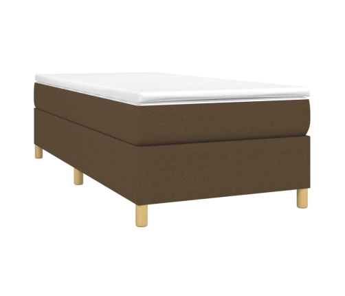 vidaXL gultas rāmis bez matrača, tumši brūns, 90x190 cm, audums