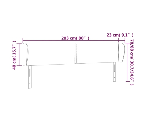 vidaXL galvgalis ar malām, tumši zils samts, 203x23x78/88 cm