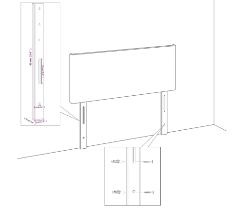 vidaXL galvgalis ar malām, 103x23x78/88 cm, tumši pelēks audums