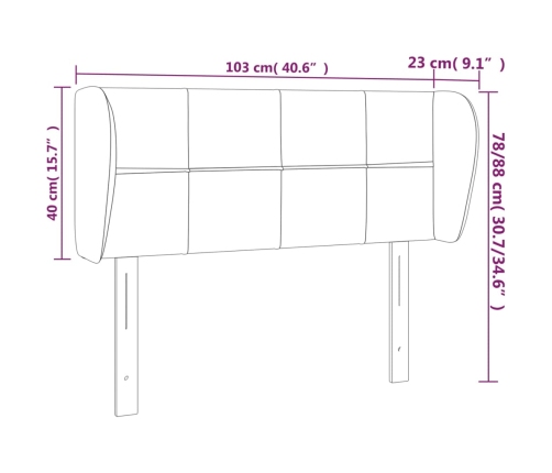 vidaXL galvgalis ar malām, 103x23x78/88 cm, tumši pelēks audums