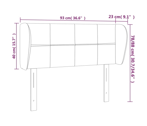 vidaXL galvgalis ar malām, tumši zils samts, 93x23x78/88 cm
