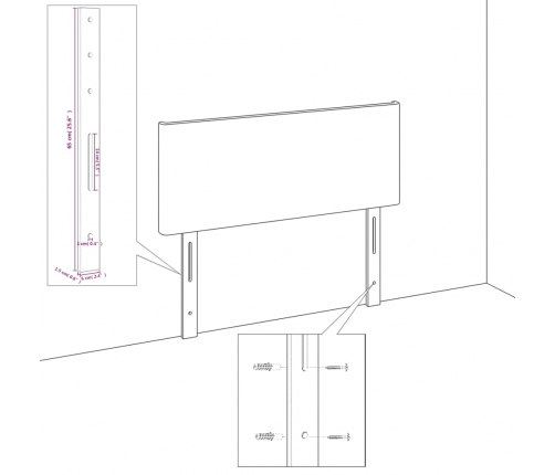 vidaXL galvgalis ar malām, tumši zils samts, 203x23x78/88 cm