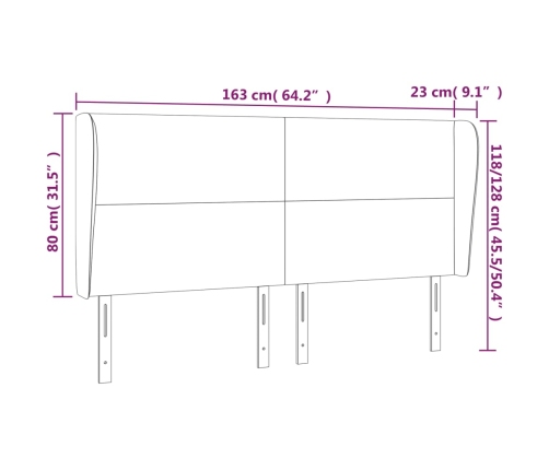 vidaXL galvgalis ar malām, 163x23x118/128 cm, melns audums