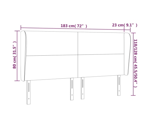 vidaXL galvgalis ar malām, 183x23x118/128 cm, rozā samts