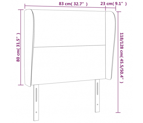 vidaXL galvgalis ar malām, 83x23x118/128 cm, balta mākslīgā āda