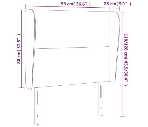 vidaXL galvgalis ar malām, 93x23x118/128 cm, balta mākslīgā āda