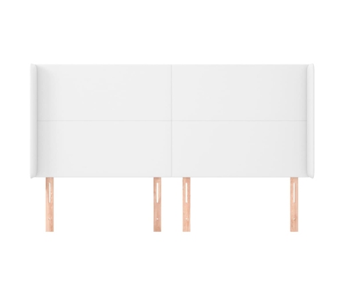 vidaXL galvgalis ar malām, 203x23x118/128 cm, balta mākslīgā āda