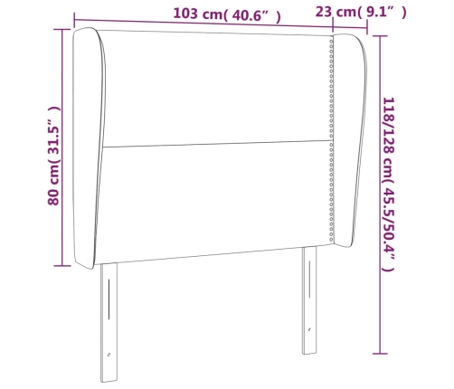 vidaXL galvgalis ar malām, 103x23x118/128 cm, balta mākslīgā āda
