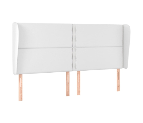 vidaXL galvgalis ar malām, 203x23x118/128 cm, balta mākslīgā āda