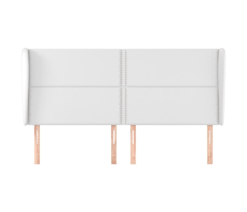 vidaXL galvgalis ar malām, 203x23x118/128 cm, balta mākslīgā āda